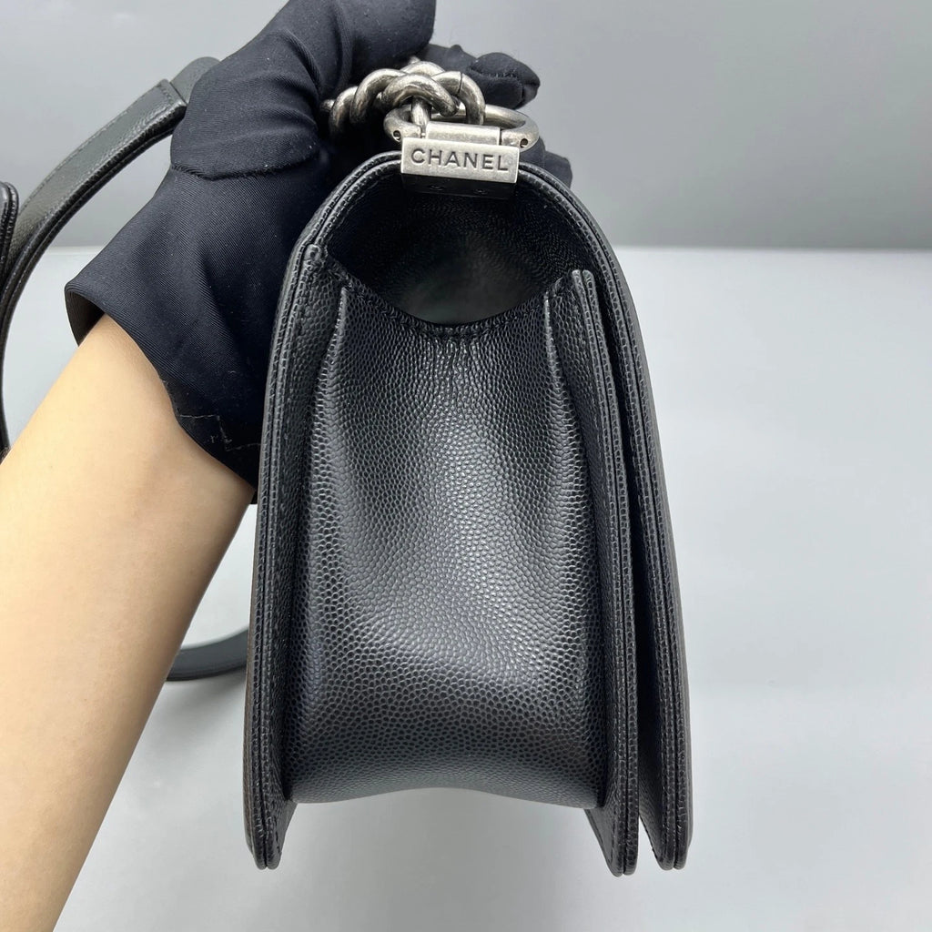 CHANEL Medium Leboy Black Leather Shoulder Bag For Women