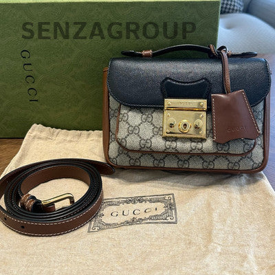 Gucci Padlock GG Monogram Shoulder Crossbody Bag Beige Gold Women