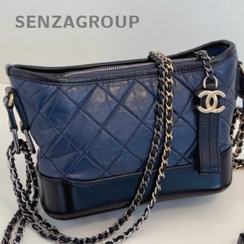 Chanel Gabrielle PM Chain Shoulder Bag Crossbody Blue Gold Women Classic Fashion