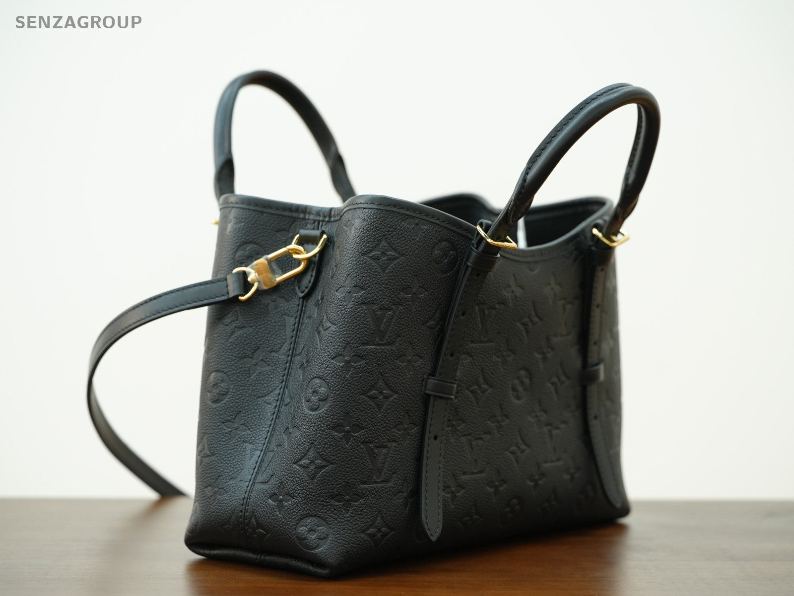 Louis Vuitton Babylon Monogram Empreinte Tote 2way Shoulder Handbag Black Gold