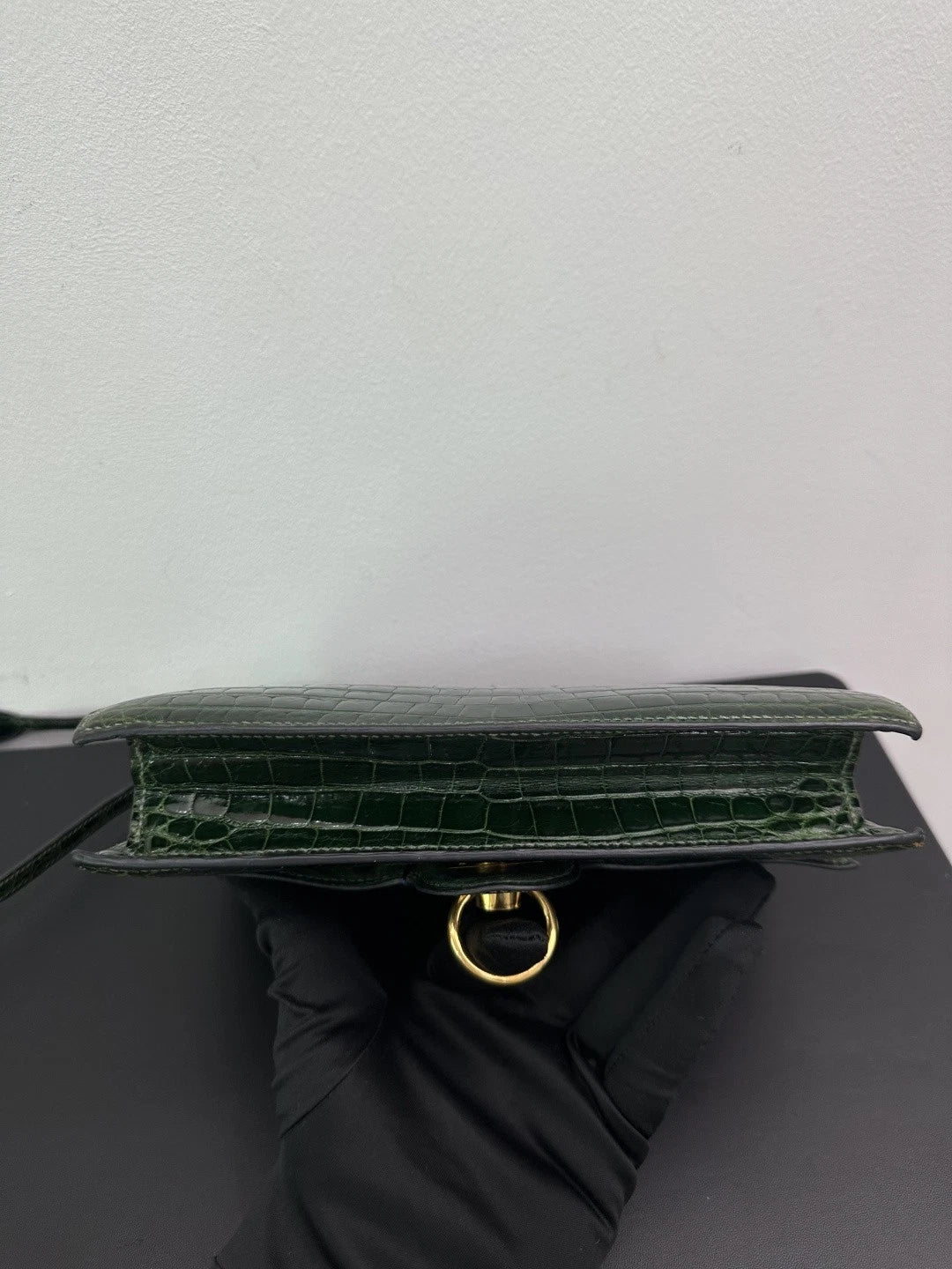 Authentic Vintage Hermes Dark Green 2Way Shoulder Bag Crossbody Gold Hardware