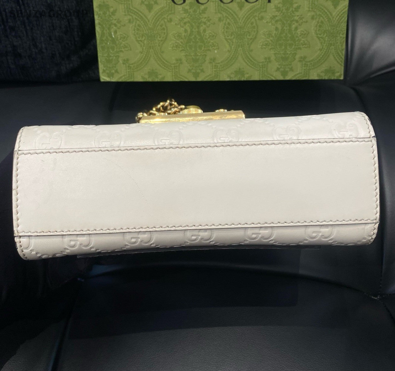 Gucci  Padlock Chain Shoulder Bag Crossbody White Gold Women Classic Fashion