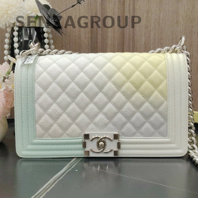 Chanel Le Boy Glitter Silver Hardware Chain Shoulder Crossbody Bag