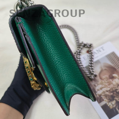 Gucci Green Silver Snake Head Shoulder Crossbody Bag Women Classic