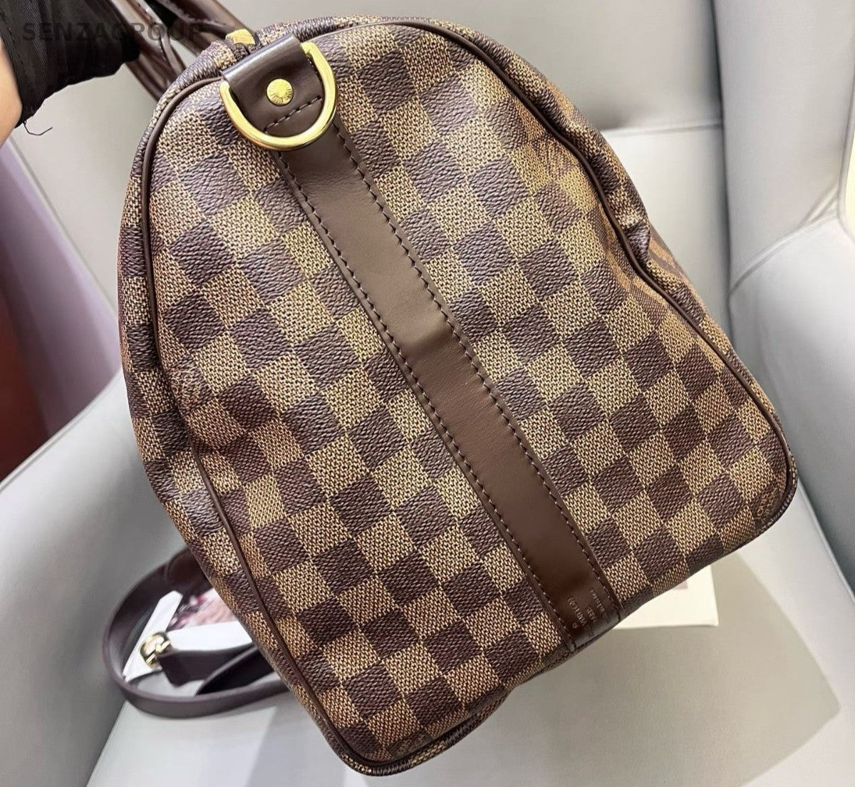 Louis Vuitton Keepall Damier Top Handle Bag Crossbody Brown Gold Unisex Adults