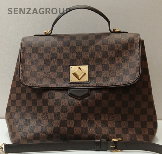 Louis Vuitton Damier 2Way Top Handle Bag Shoulder Bag Brown Red Women Classic