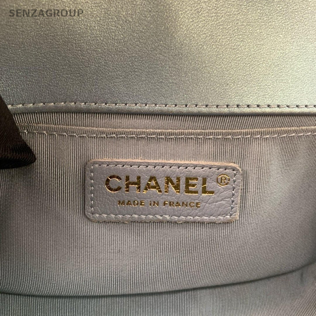 CHANEL Leboy Leather 2ways Shoulder Crossbody Bag Women Blue