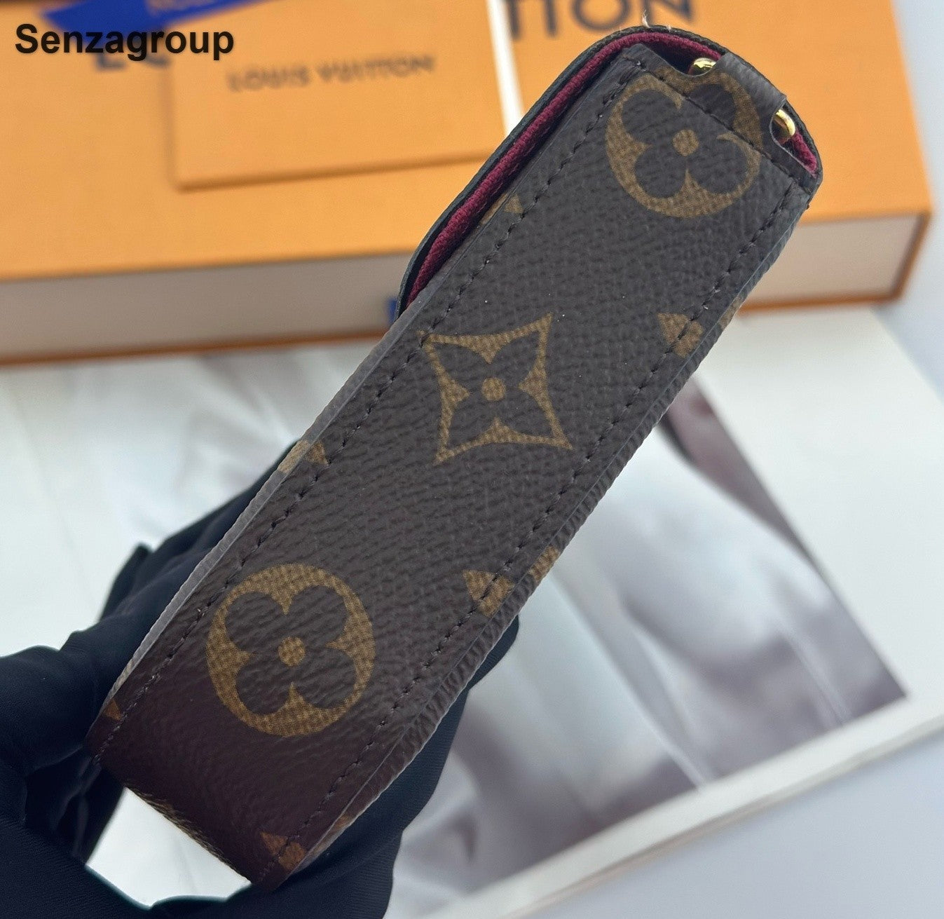 Louis Vuitton Monogram Canvas Chain Shoulder Bag Brown Gold Women Classic