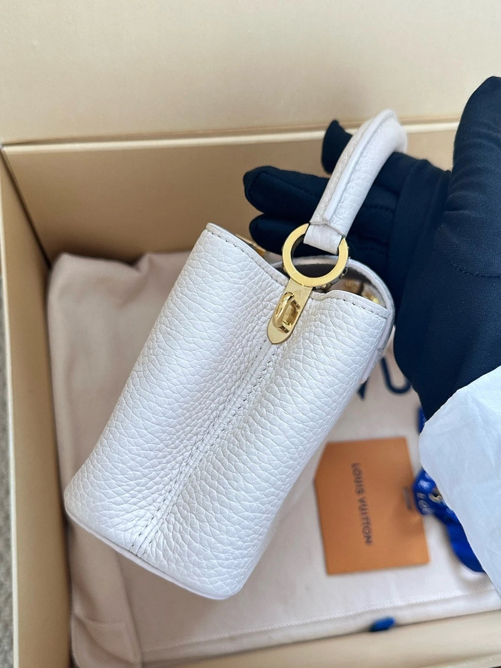 Louis Vuitton White Capucines Mini Crossbody Bag For Women