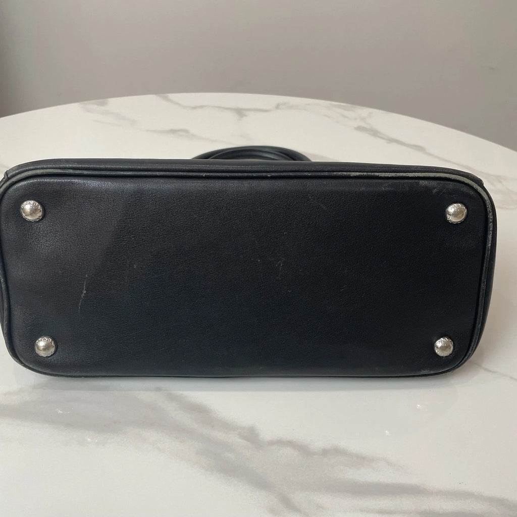PRADA Black Medium Handbag With Triangle Metal Logo For Women
