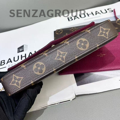 LV Monogram Chain Shoulder Crossbody Bag Brown Red Gold Classic Women