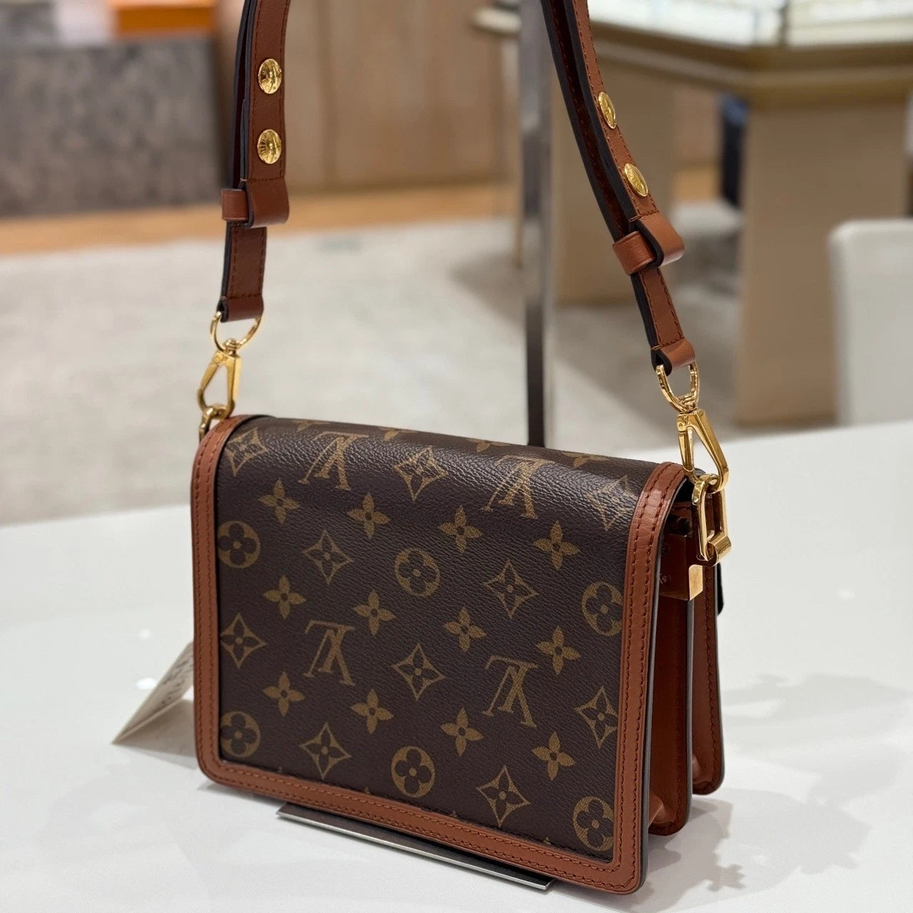 Louis Vuitton Women Dauphine Monogram Canvas Shoulder Crossbody Bag Brown