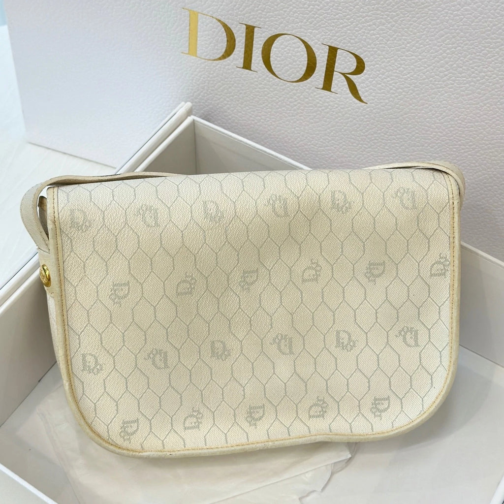 Dior Vintage Monogram Canvas Saddle Crossbody Bag For Women