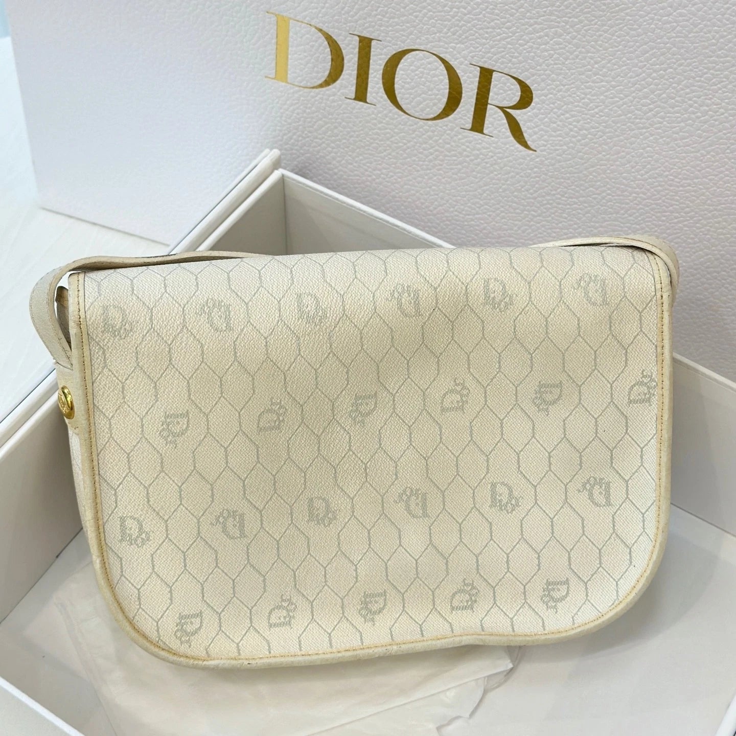 Dior Vintage Monogram Canvas Saddle Crossbody Bag For Women