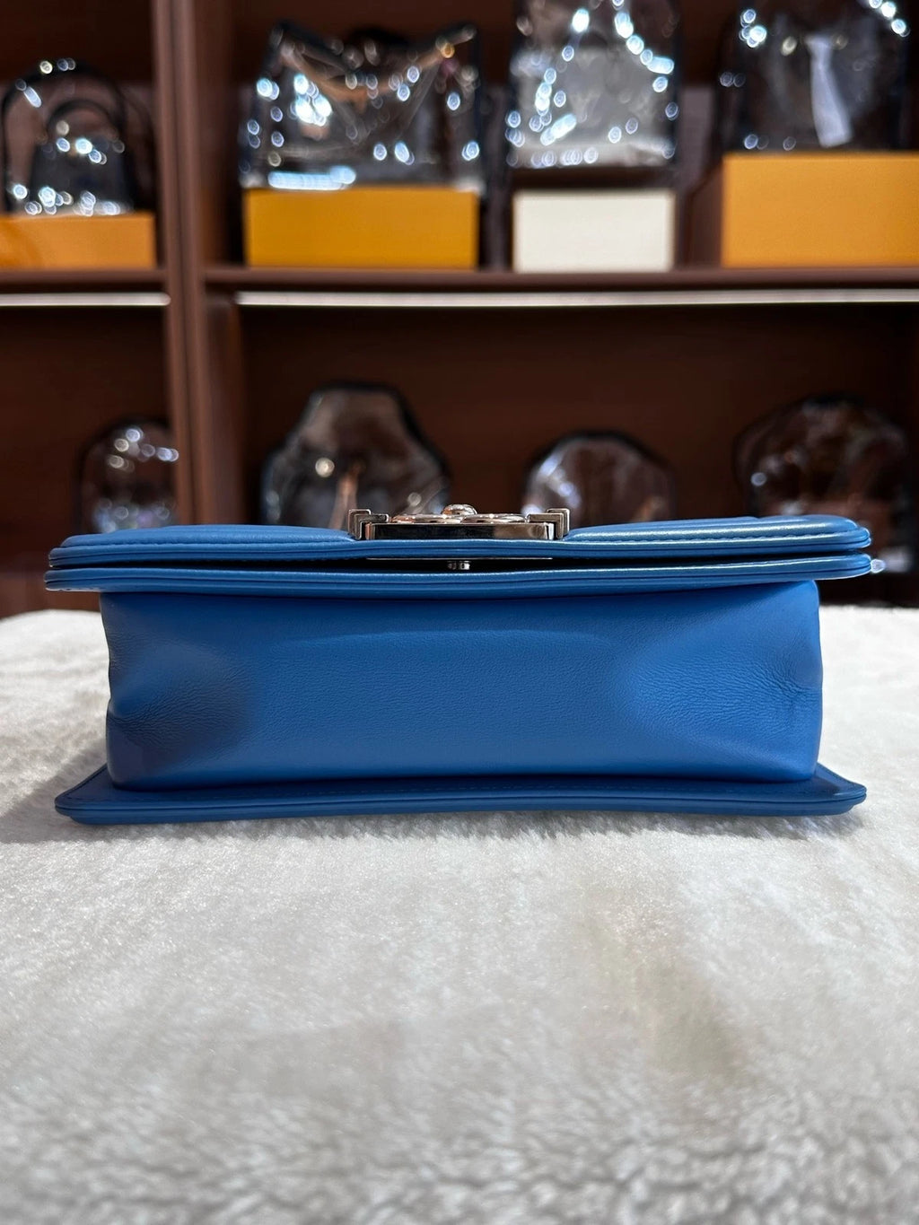 CHANEL Blue Leather LeBoy Small Shoulder Bag for Women