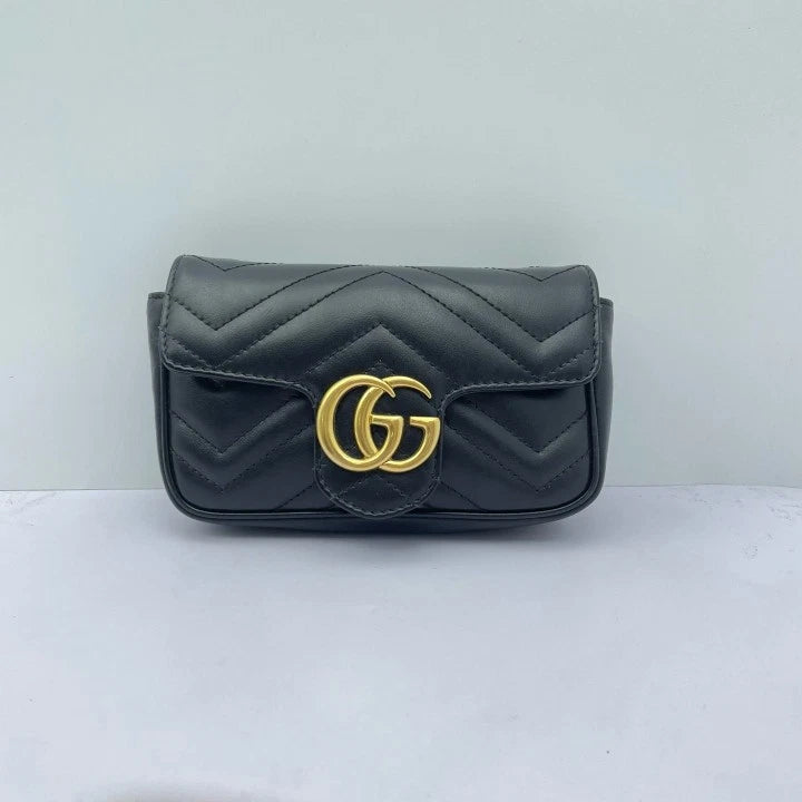Gucci Marmont Mini Black Gold Calfskin Shoulder Bag For Women