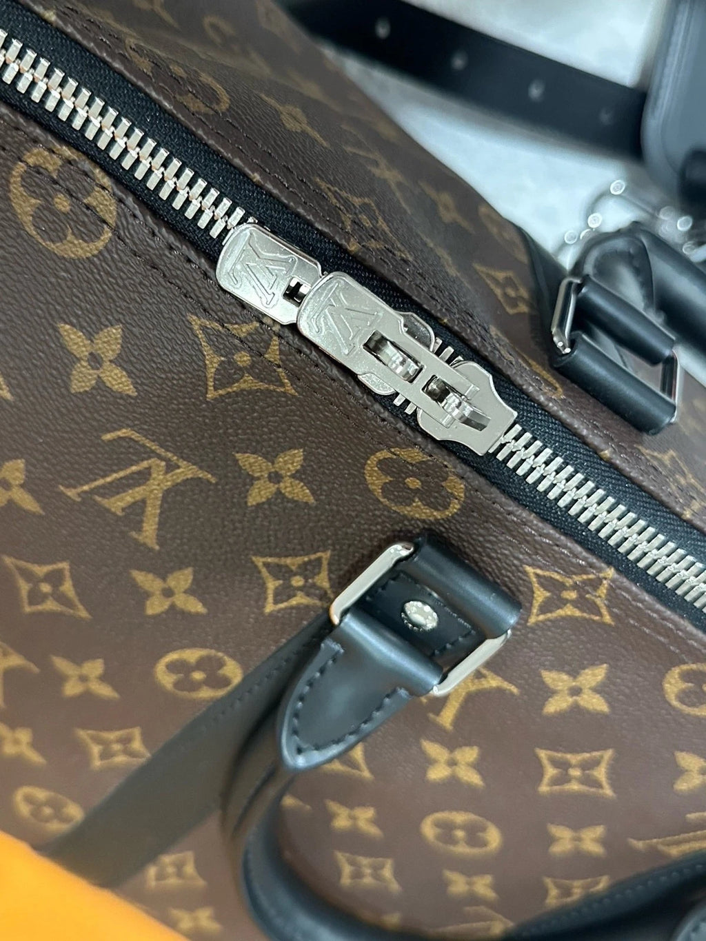 Louis Vuitton Keepall45 Monogram Canvas Black Leather Bag For Women