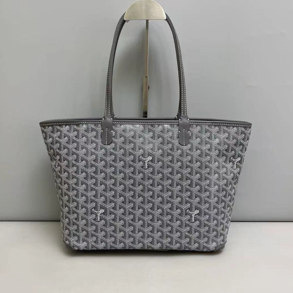 Goyard Monogram Canvas Tote Shoulder Bag Gray Silver Women Classic