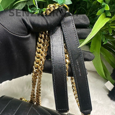 Saint Laurent Black Gold Envelope Chain Crossbody Bag Medium Classic