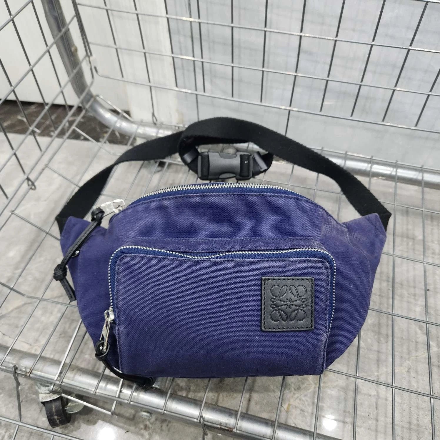 Loewe Blue Canvas Shoulder Chest Waist Bag For Women