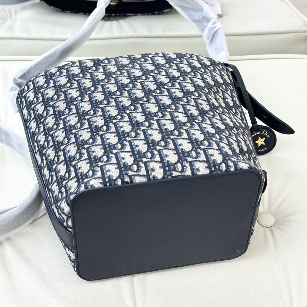 Christian Dior Star Bucket PM Monogram Shoulder Crossbody Bag Blue Women S