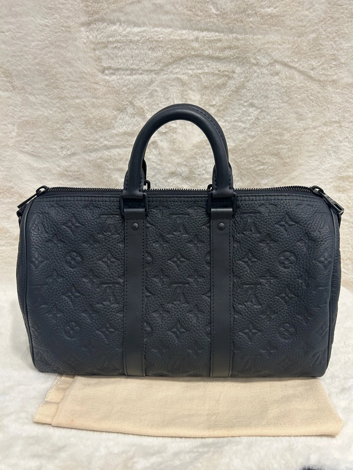 Louis Vuitton Keepall35 Top Handle Shoulder Bag Black Unisex Adults Classic