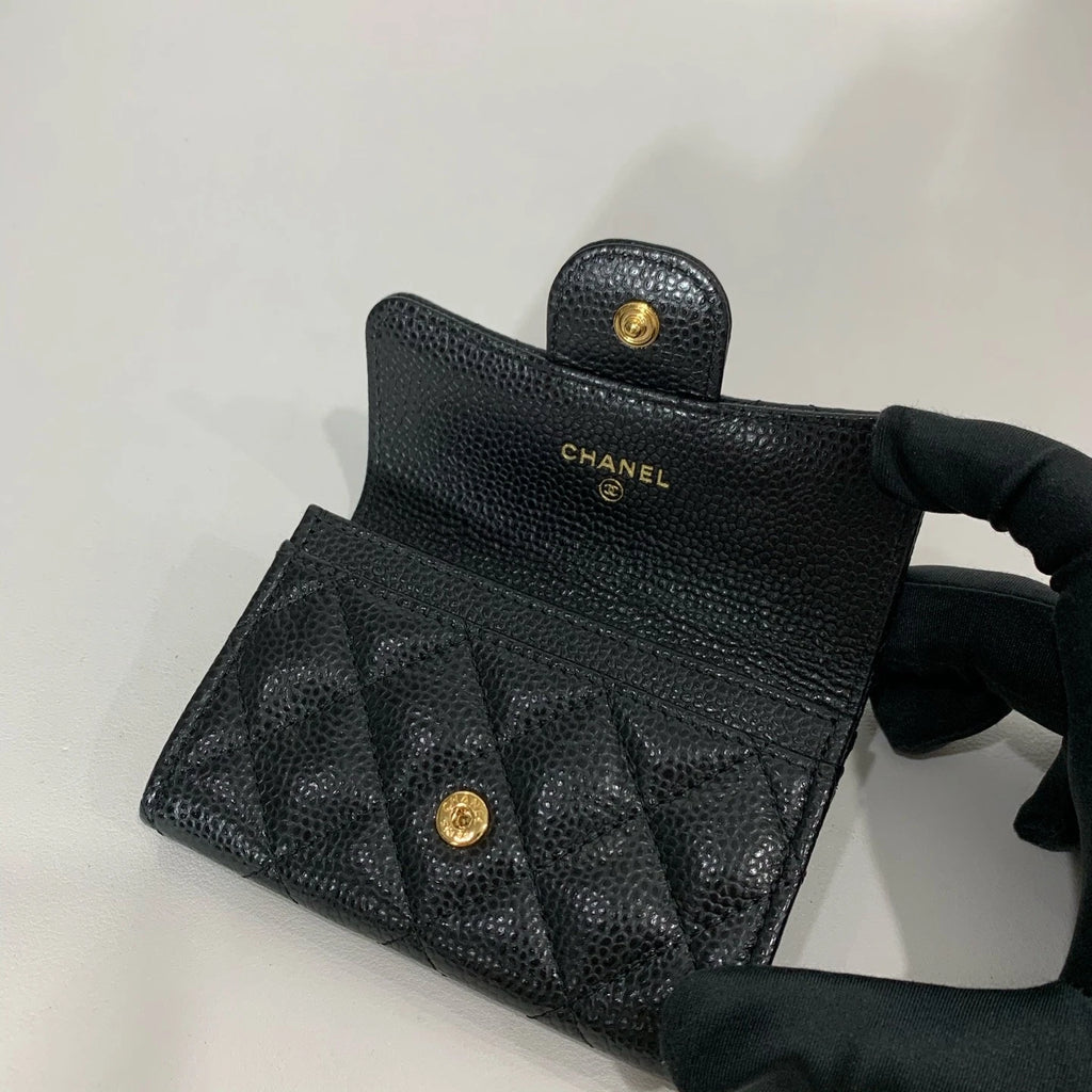 CHANEL Women Diamond Chip Card Wallet