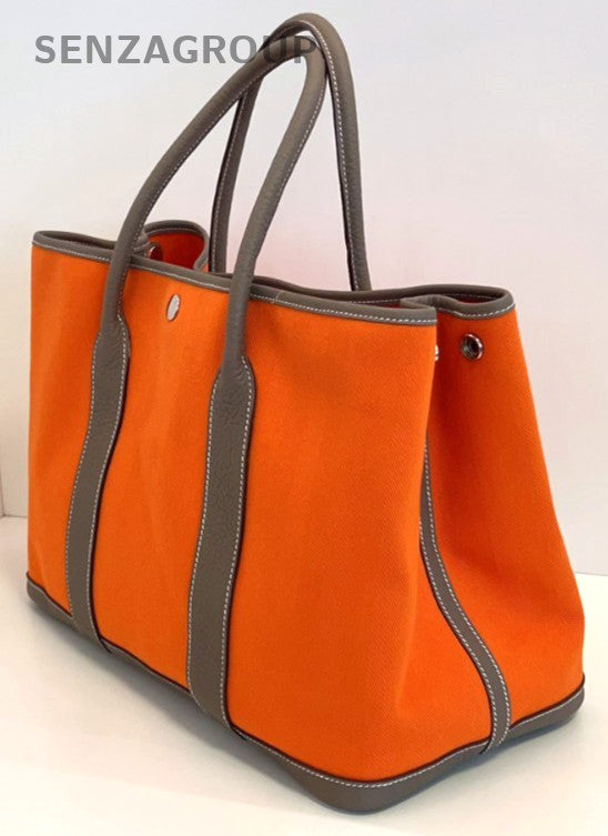 Hermes Gardenparty GP36 tote Handbag Almost Brand NEW Orange Elephant Grey