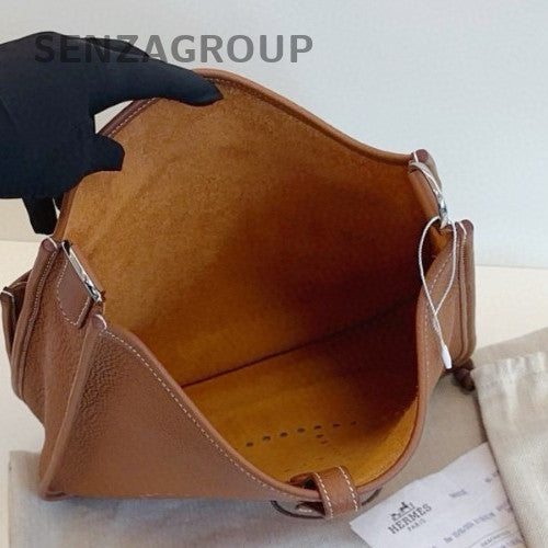 HERMES Evelyne TPM Shoulder Bag Crossbody Brown Gold Used Women Classic