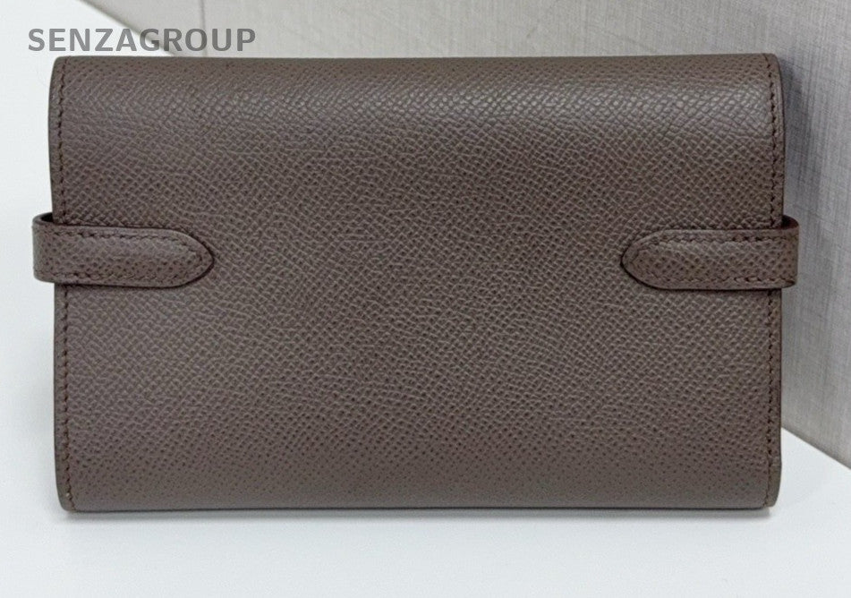 Hermes Kelly Medium Wallet Gray Gold Used Women Classic Designer