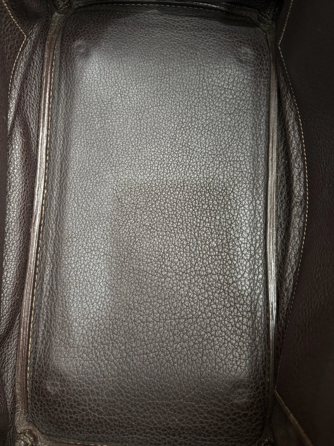 Authentic Hermes Birkin 35 Ebene Brown Water Buffalo Leather Top Handle Bag SHD