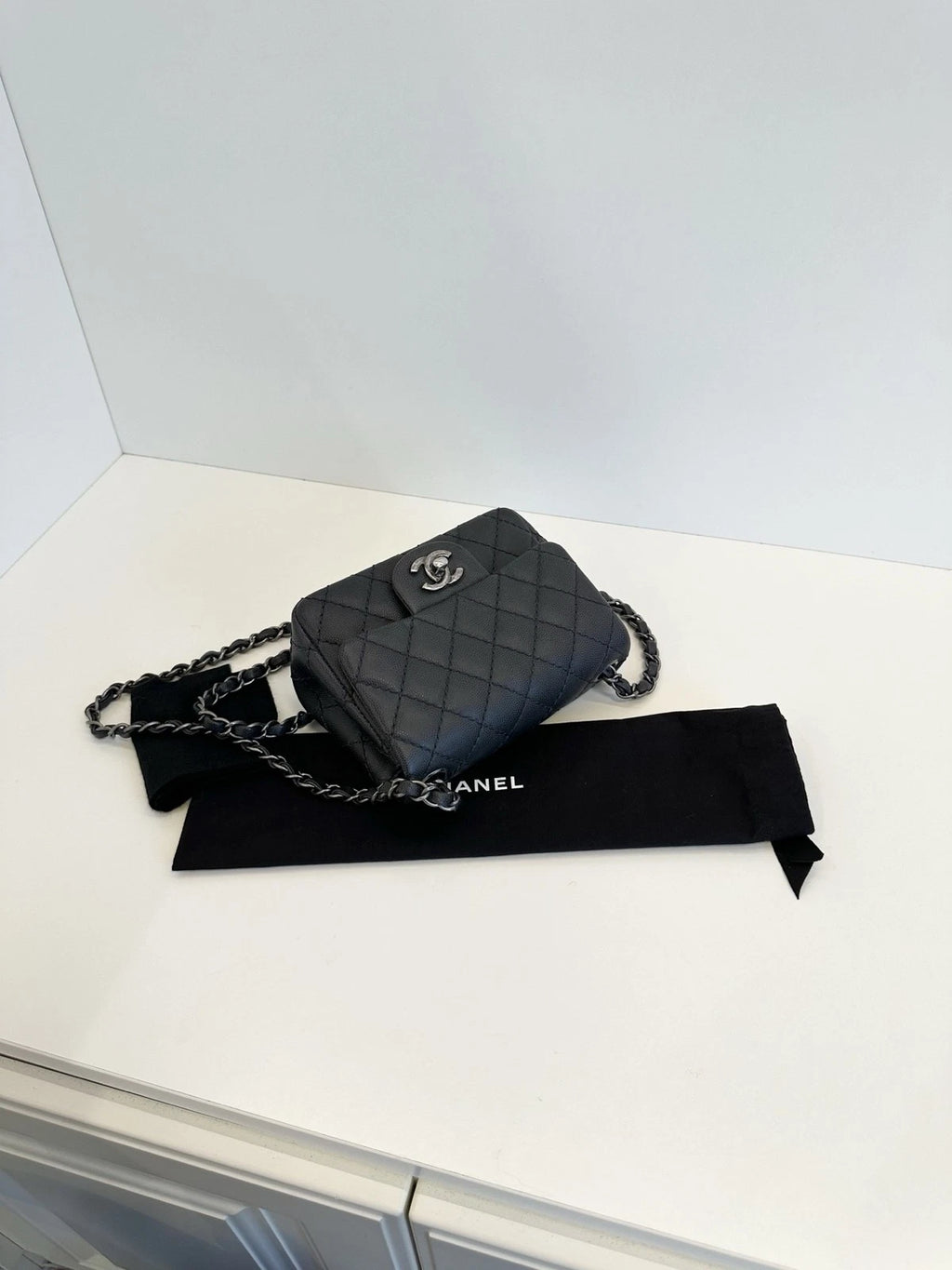 Chanel Classic Flap Square Mini Shoulder Bag Black Caviar Leather