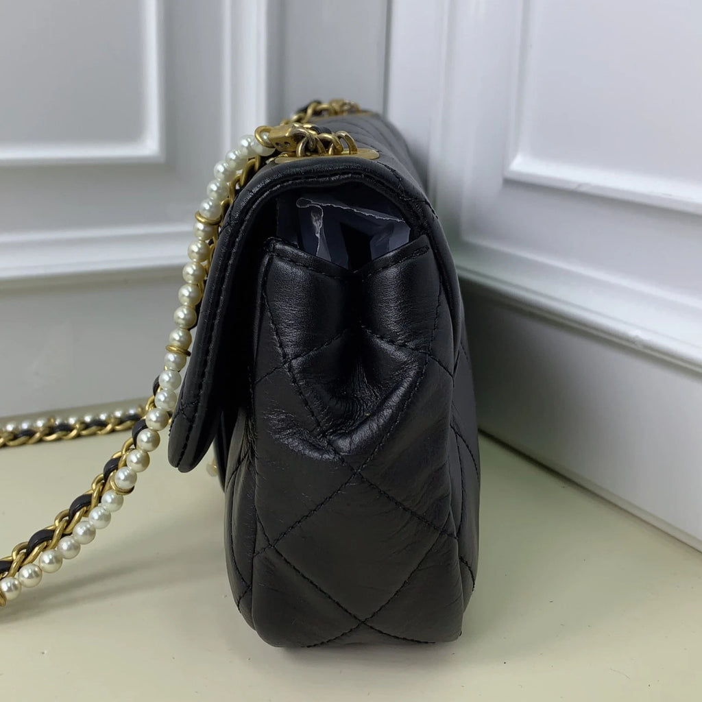 Chanel Classic Flap Big Mini Calfskin Chain Shoulder Bag Crossbody Black Women
