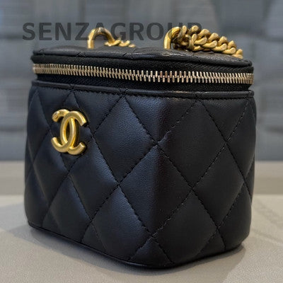 Chanel Black Gold Lambskin Mini Box Chain Shoulder Crossbody Bag