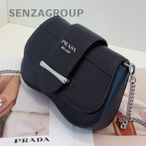 Prada Sidonie Chain Shoulder Bag Crossbody Black Silver Women Classic