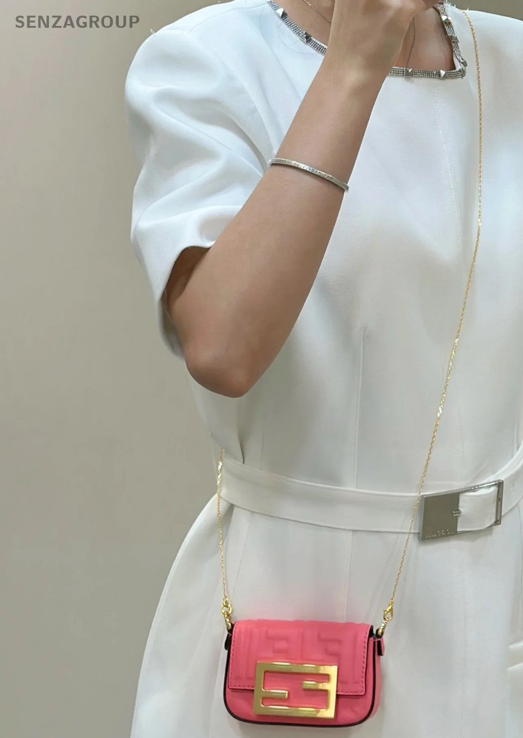 Fendi Nano Baguette Purse Chain bag mini Pink Gold Women