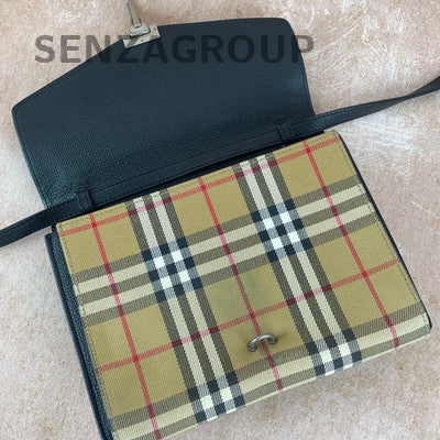 Burberry Classic Black Equestrian Knight Check Crossbody Bag Women Fashion