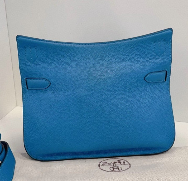 Hermes Jypsiere 2Way Shoulder Bag Crossbody Blue Silver Unisex Adults Classic