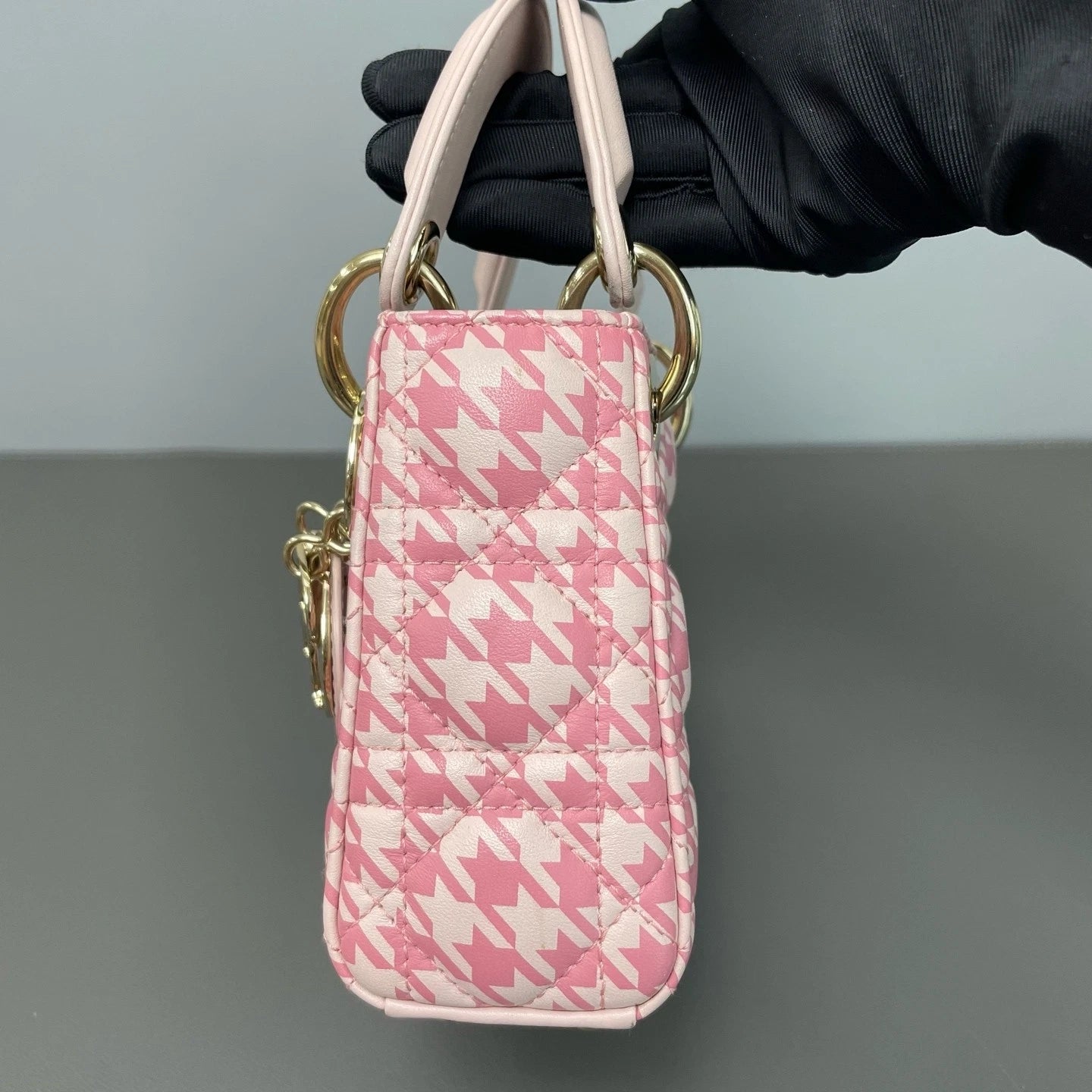 Dior Lady Dior Leather Pink Top Handle Excellent