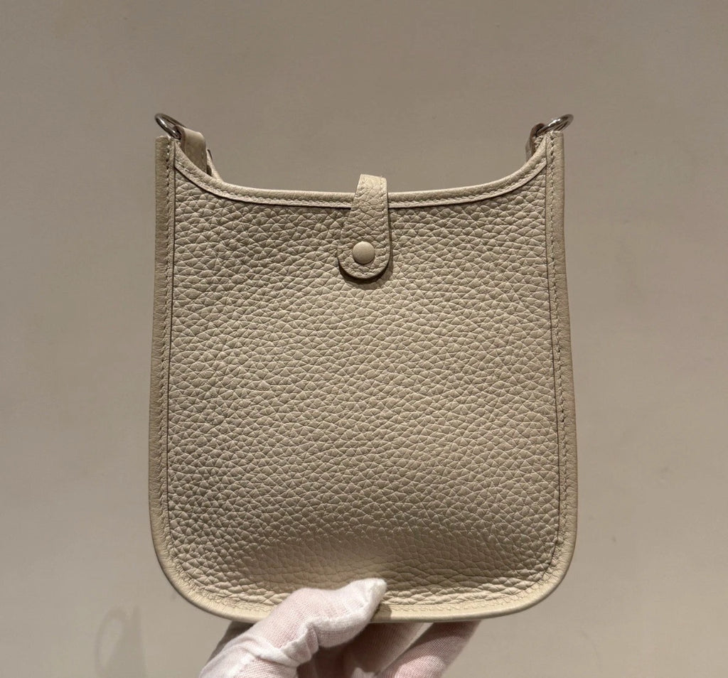 Hermes Evelyne Mini Shoulder Bag Crossbody Gray Silver Women Classic Fashion