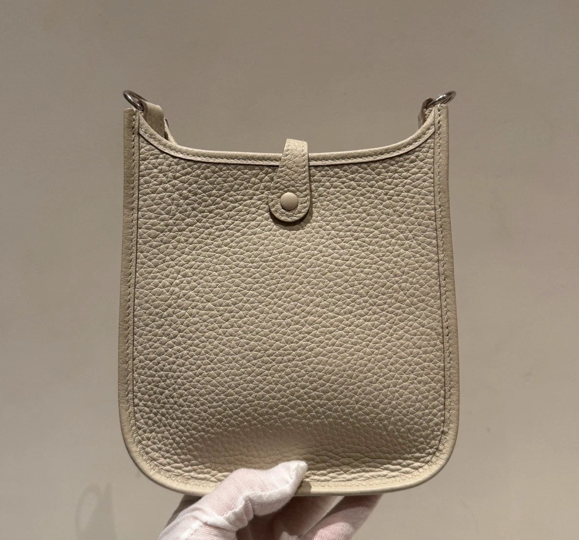 Hermes Evelyne Mini Shoulder Bag Crossbody Gray Silver Women Classic Fashion