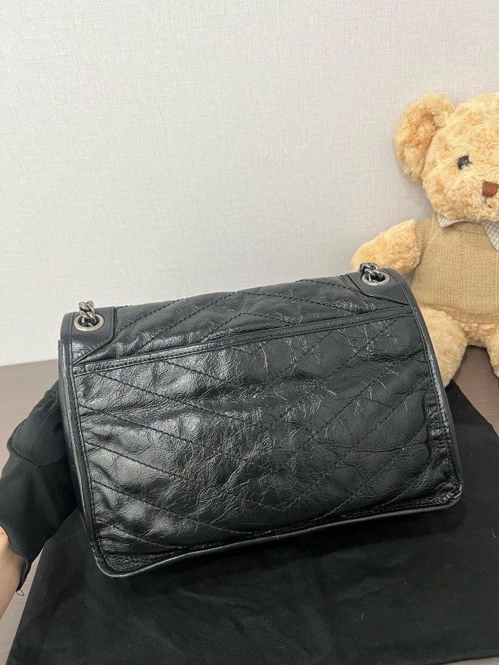 YSL Saint Laurent Black Medium Niki Shoulder Crossbody Bag Women