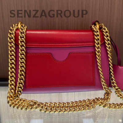 Gucci Padlock Chain Shoulder Crossbody Bag Red Gold Buckle Women's Fashion