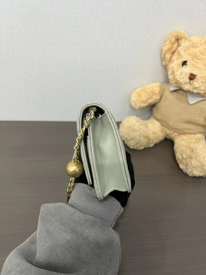 CHANEL Pearl Gray Lambskin WOC Crossbody Bag For Women