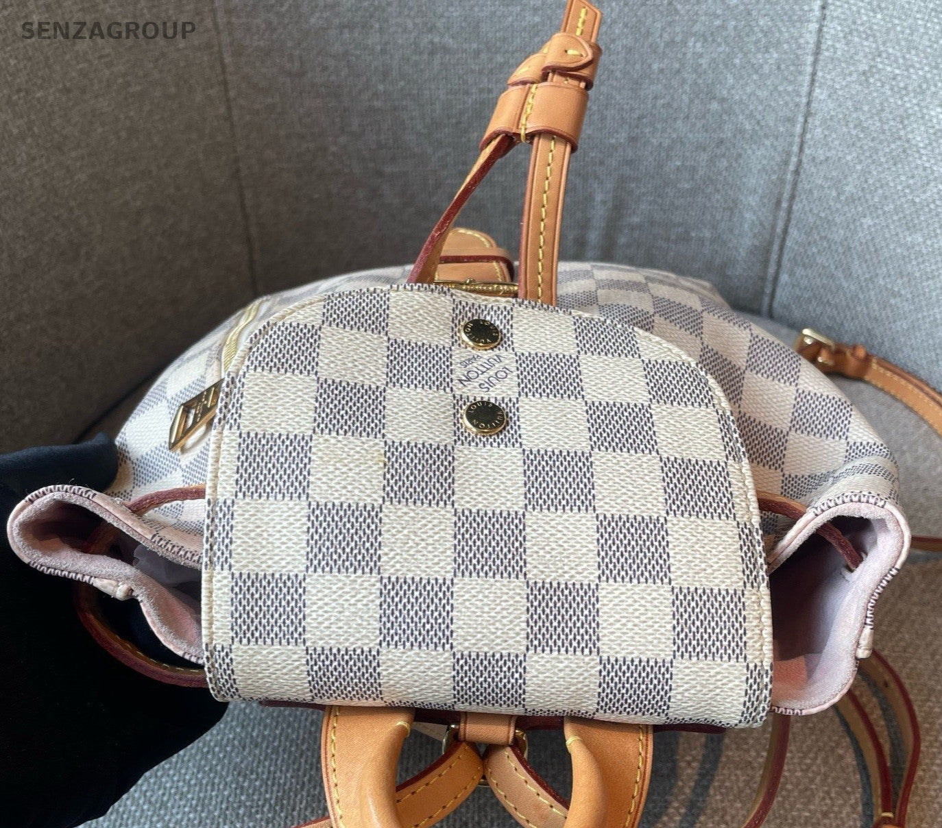 Louis Vuitton Sperone Mini Backpack White Gold Used Women Classic Fashion