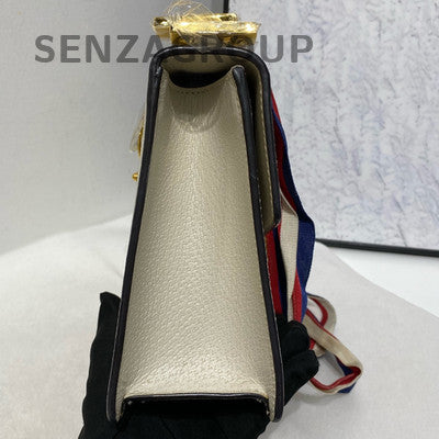 Gucci Sylvie Medium Shoulder Bag Bee Star White Gold Classic Women's