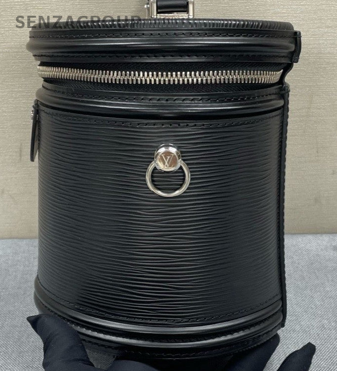 Louis Vuitton Epi Leather Bucket Top Handle Bag Crossbody Black Gold Women