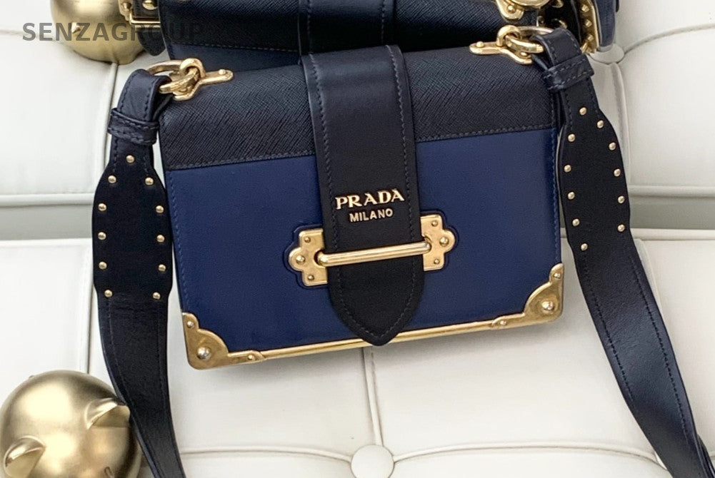 PRADA Cahier Calfskin Navy Blue Shoulder bag Crossbody Women