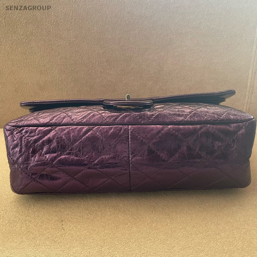 Chanel Diamond GM Chain Shoulder Bag Purple Silver Used Women Classic Designer
