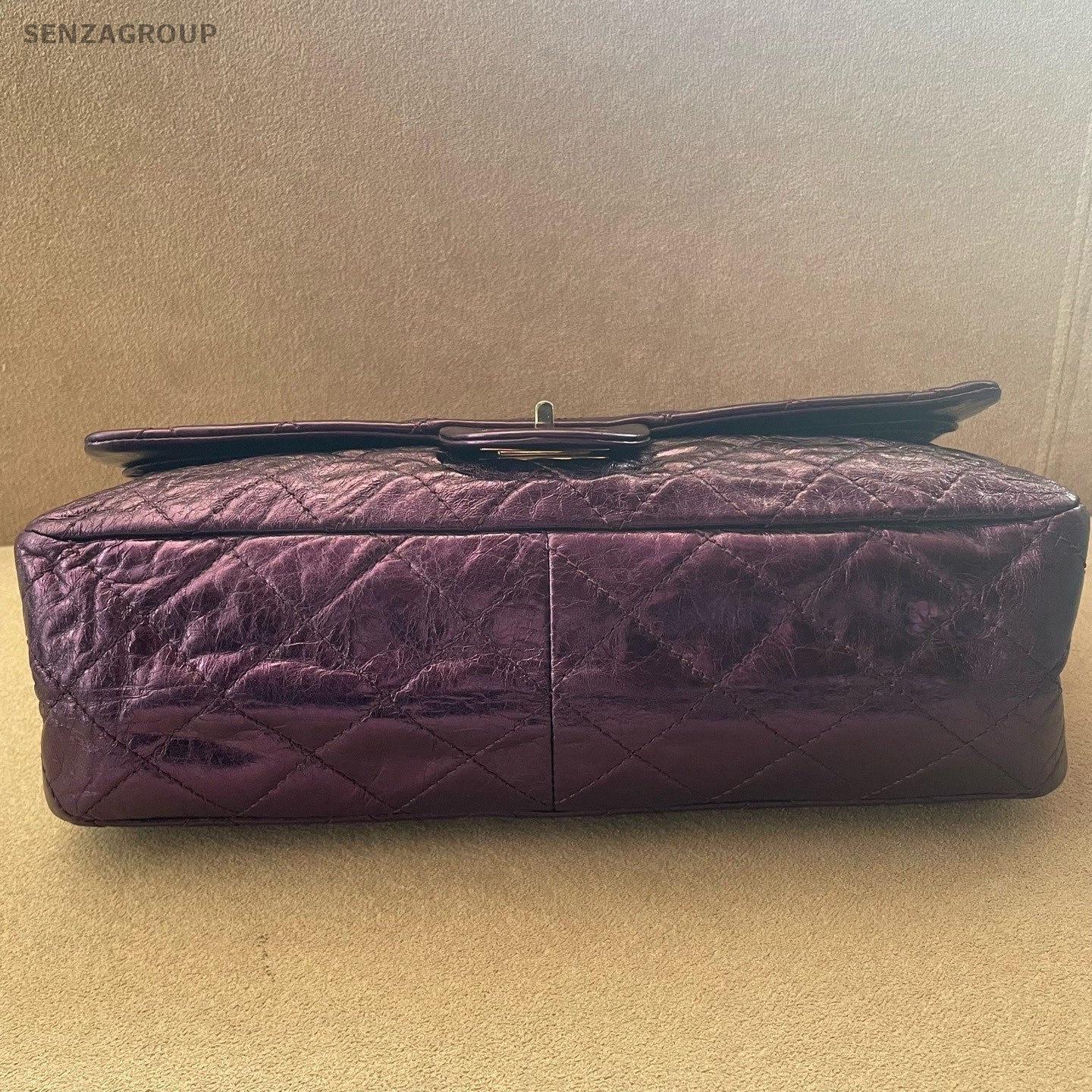 Chanel Diamond GM Chain Shoulder Bag Purple Silver Used Women Classic Designer